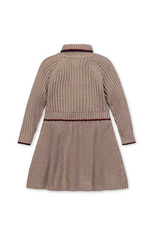 Hope & Henry Kids' Organic Half Zip Raglan Sweater Dress In Brown