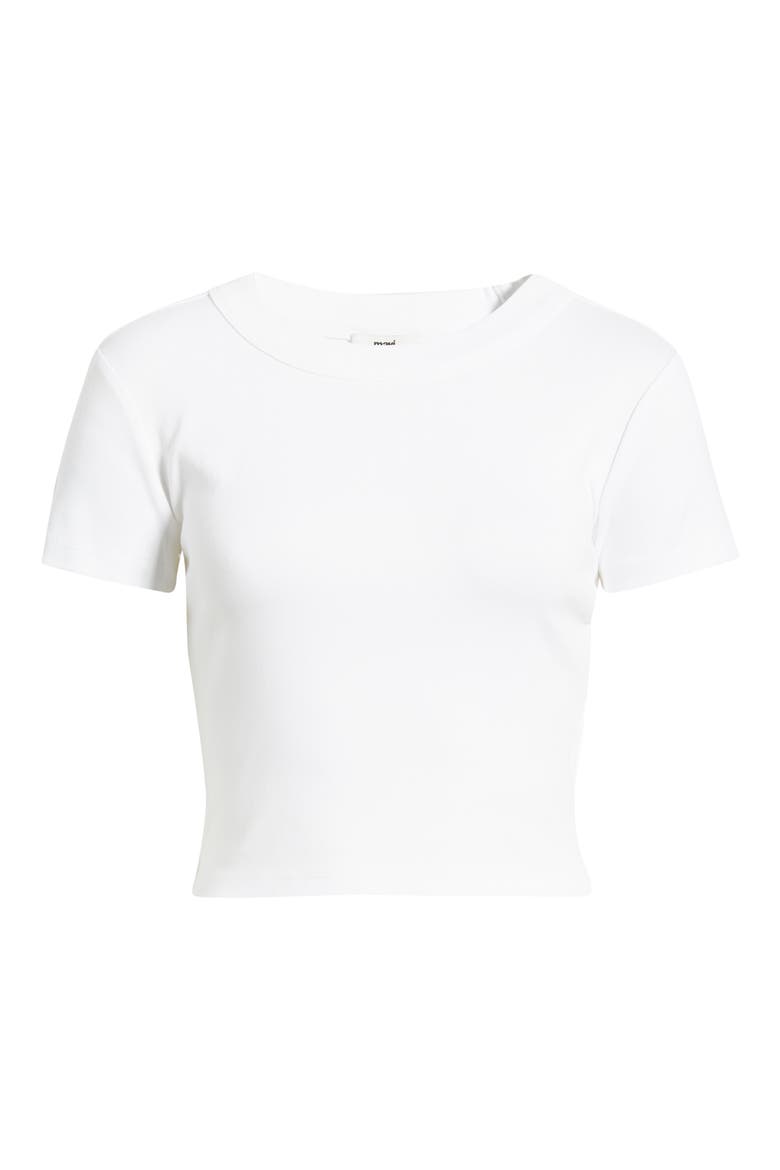 Crop Stretch Cotton T-Shirt, Alternate, color, WHITE