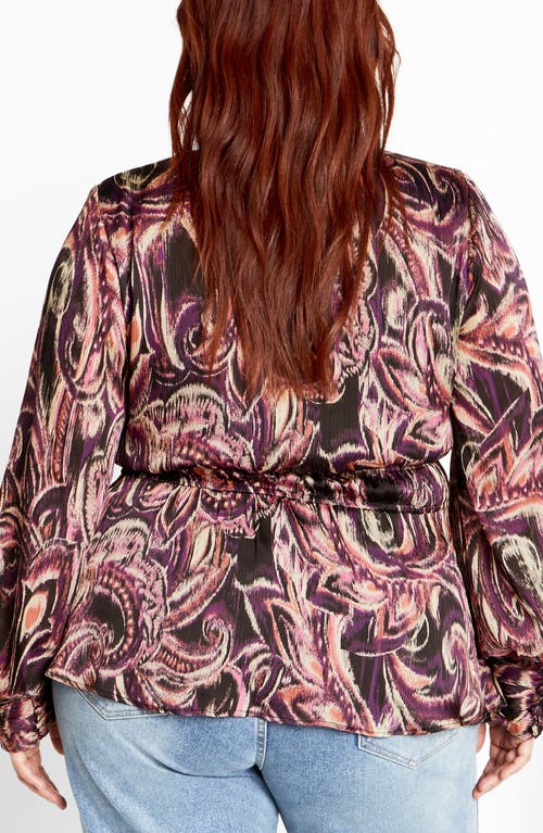 City Chic Della Print Keyhole Top In Multi