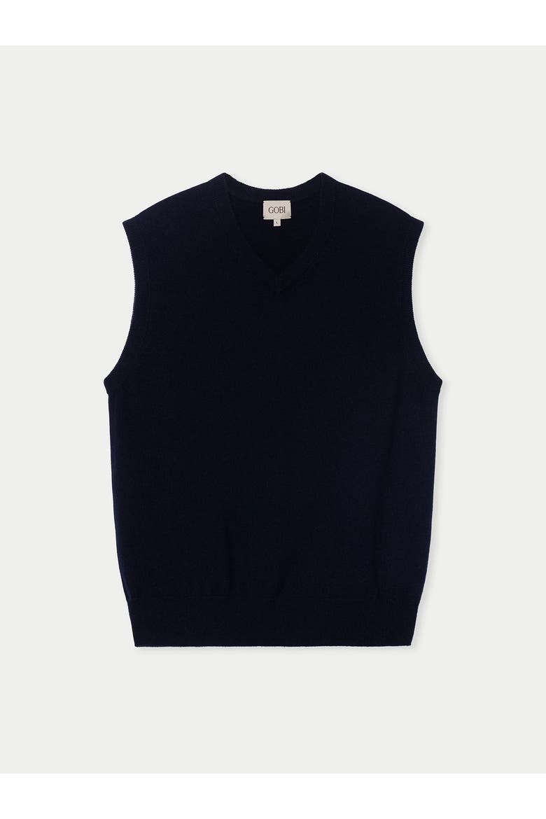 Timeless V-Neck Cashmere Vest, Main, color, navy blazer