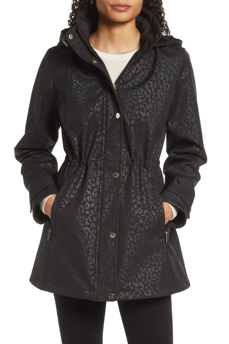 Soft Shell Water Resistant Raincoat, Alternate, color, LEOPARD