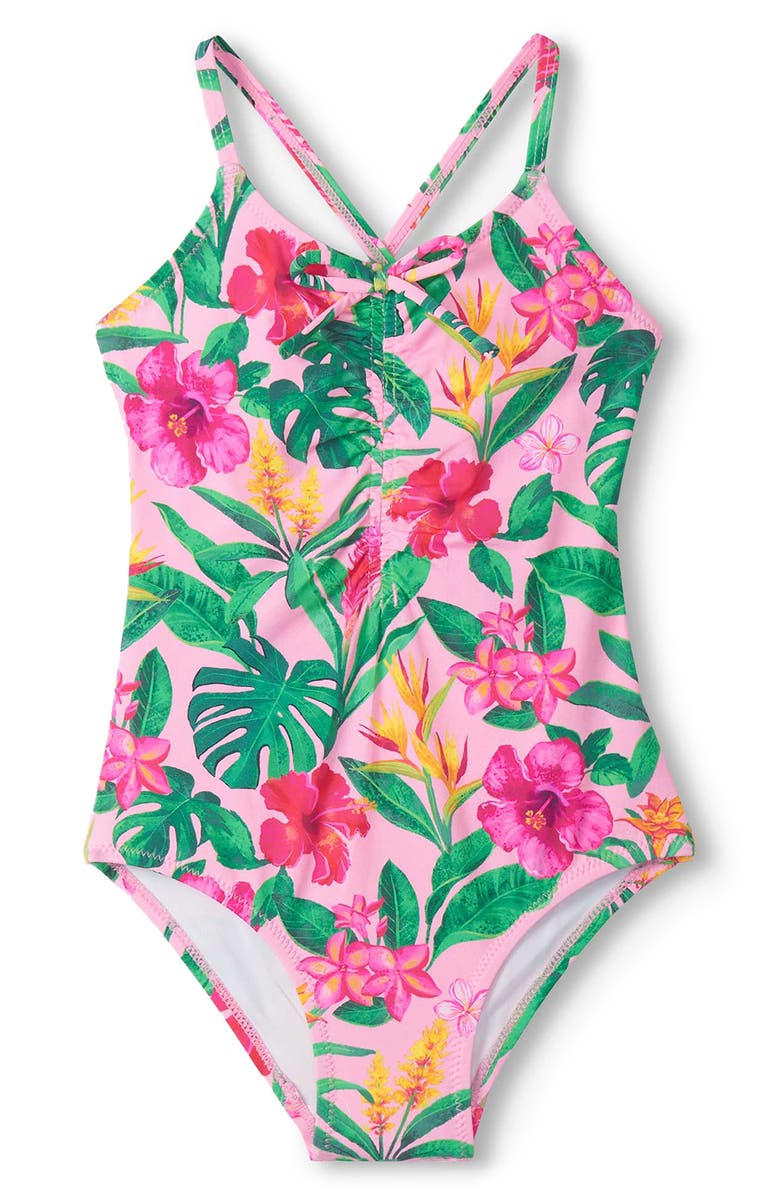 Hatley Kids' Tropical Flowers One-Piece Swimsuit, Main, color, Candy Pink