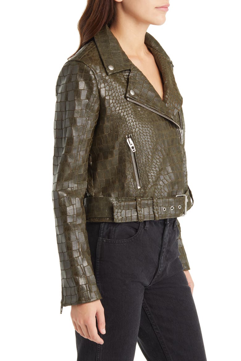 Croc Embossed Faux Leather Moto Jacket, Alternate, color, UNEXPECTED IMPULSE