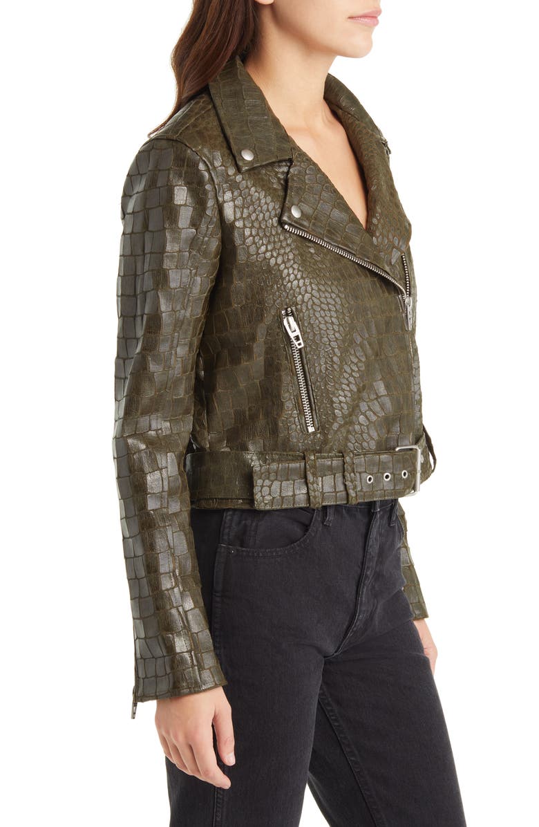 BLANKNYC Croc Embossed Faux Leather Moto Jacket, Alternate, color, 