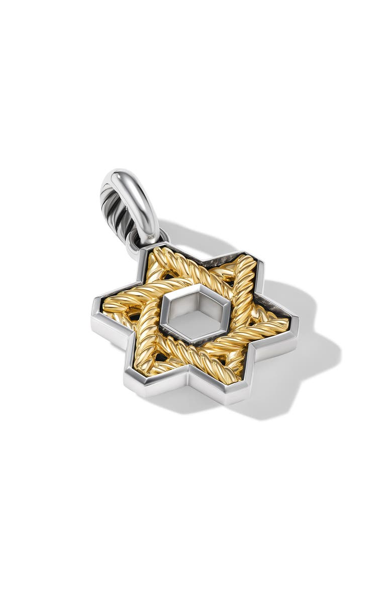 Cable Star of David Amulet, Alternate, color, STERLING SILVER AND 18K GOLD
