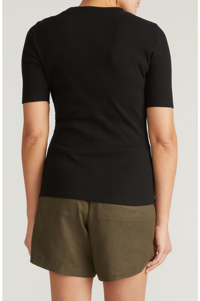 Classic Rib Short Sleeve Top, Alternate, color, BLACK