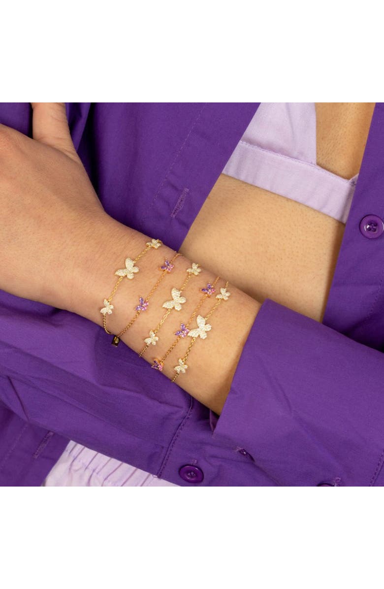 BY ADINA EDEN Pave Triple Butterfly Bracelet, Alternate, color, Gold