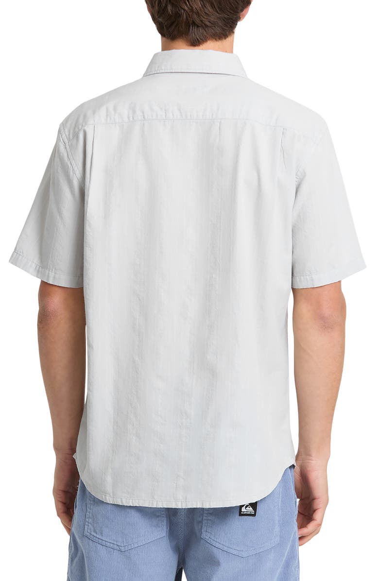 Quiksilver Dobby Stripe Classic Short Sleeve Cotton Button-Up Shirt, Alternate, color, Micro Chip