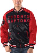 STARTER Men's Starter Black/Red Toronto Raptors Renegade Satin Full-Snap Varsity Jacket