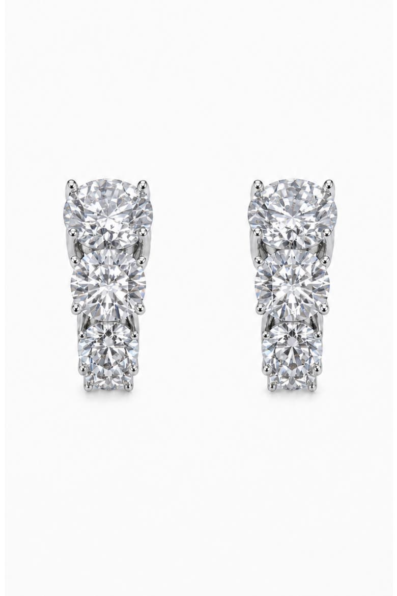 Gradient Cubic Zirconia Huggie Hoop Earrings, Alternate, color, SILVER PLATED