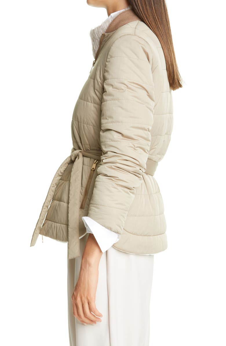 Brunello Cucinelli Belted Reversible Techno Taffeta Jacket, Alternate, color,