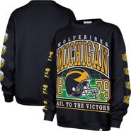 '47 Women's '47 Navy Michigan Wolverines Go Big Oversized Pullover Sweatshirt