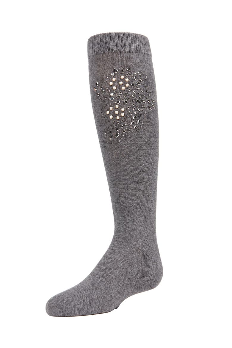 Jewel Mosaic Combed Knee High Socks, Main, color, Medium Gray