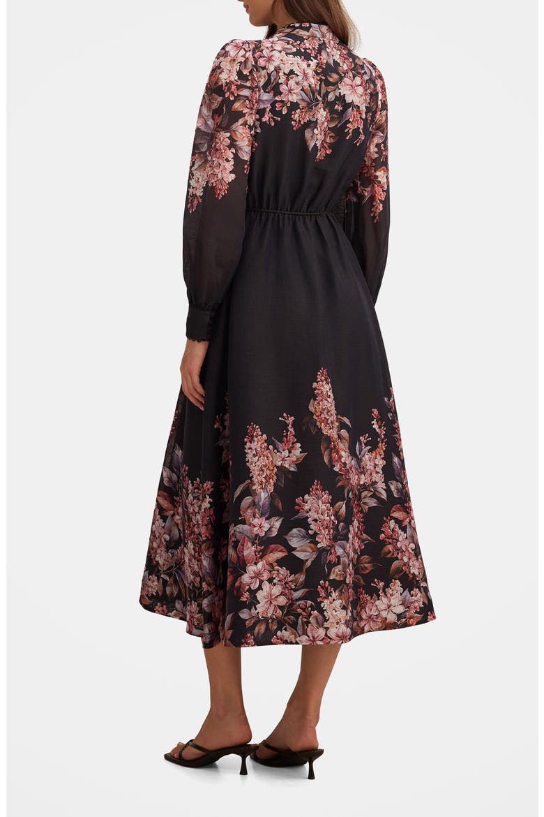 Courtney Floral Long Sleeve Midi Dress, Alternate, color, DARK HILLCROFT FLORAL