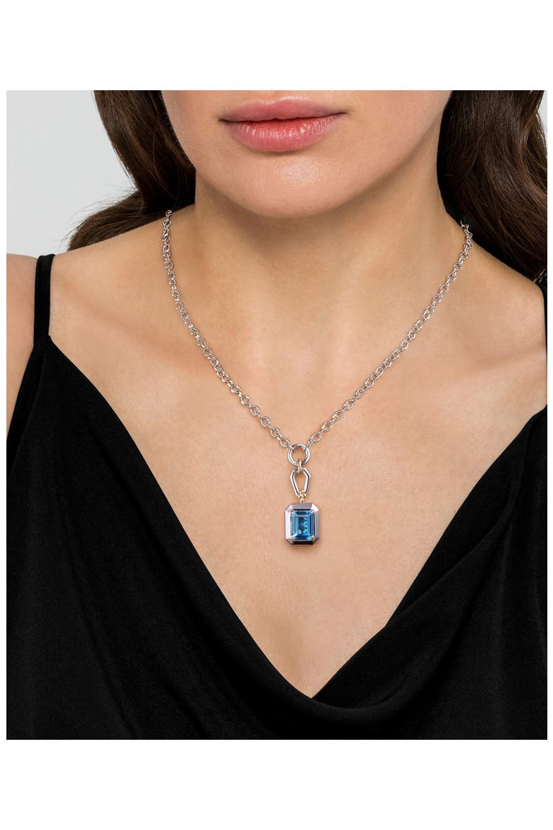 Bujukan Sterling Silver & 14K Gold Blue Topaz Pendant NecklaceBujukan, Alternate, color, STERLING SILVER