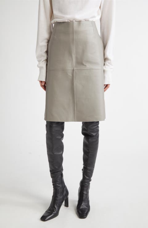 Panelled Lambskin Leather Skirt