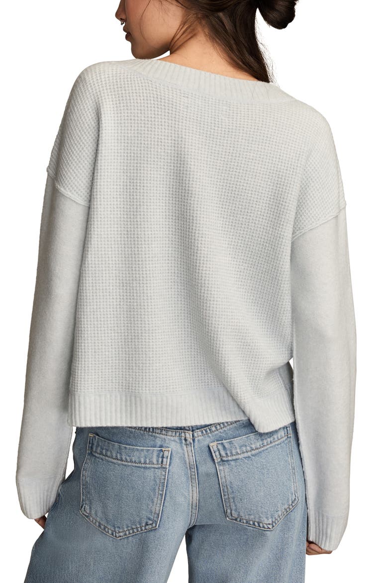 Waffle Knit V-Neck Sweater, Alternate, color, SKYWRITING