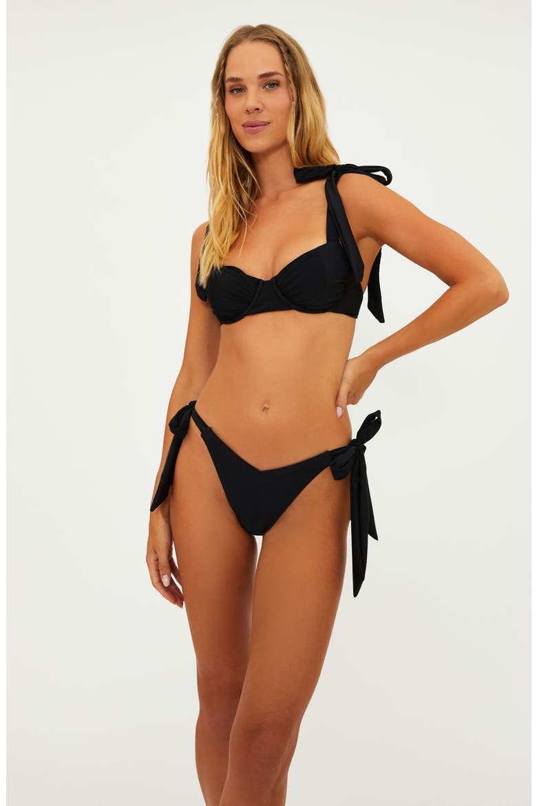 Delilah Tie Strap Swim Top, Alternate, color, BLACK