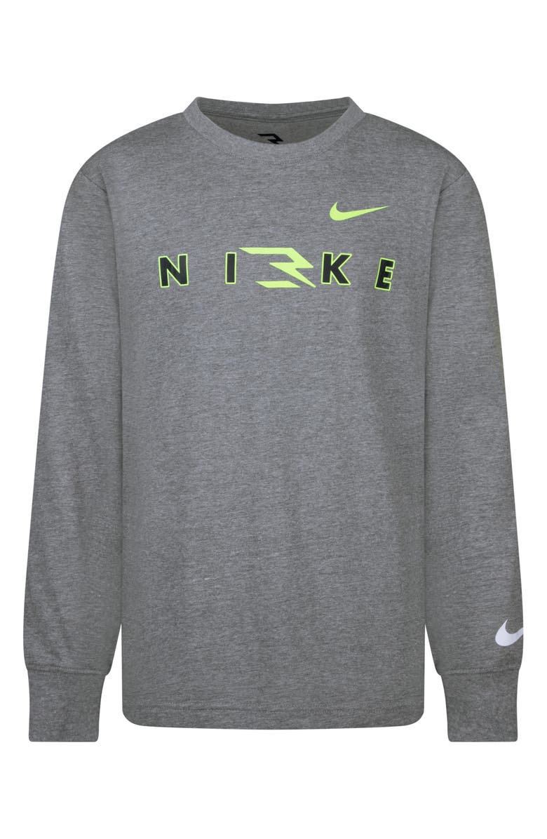 3 Brand Kids' Monogram Wordmark Long Sleeve T-Shirt, Main, color, Grey Carbon