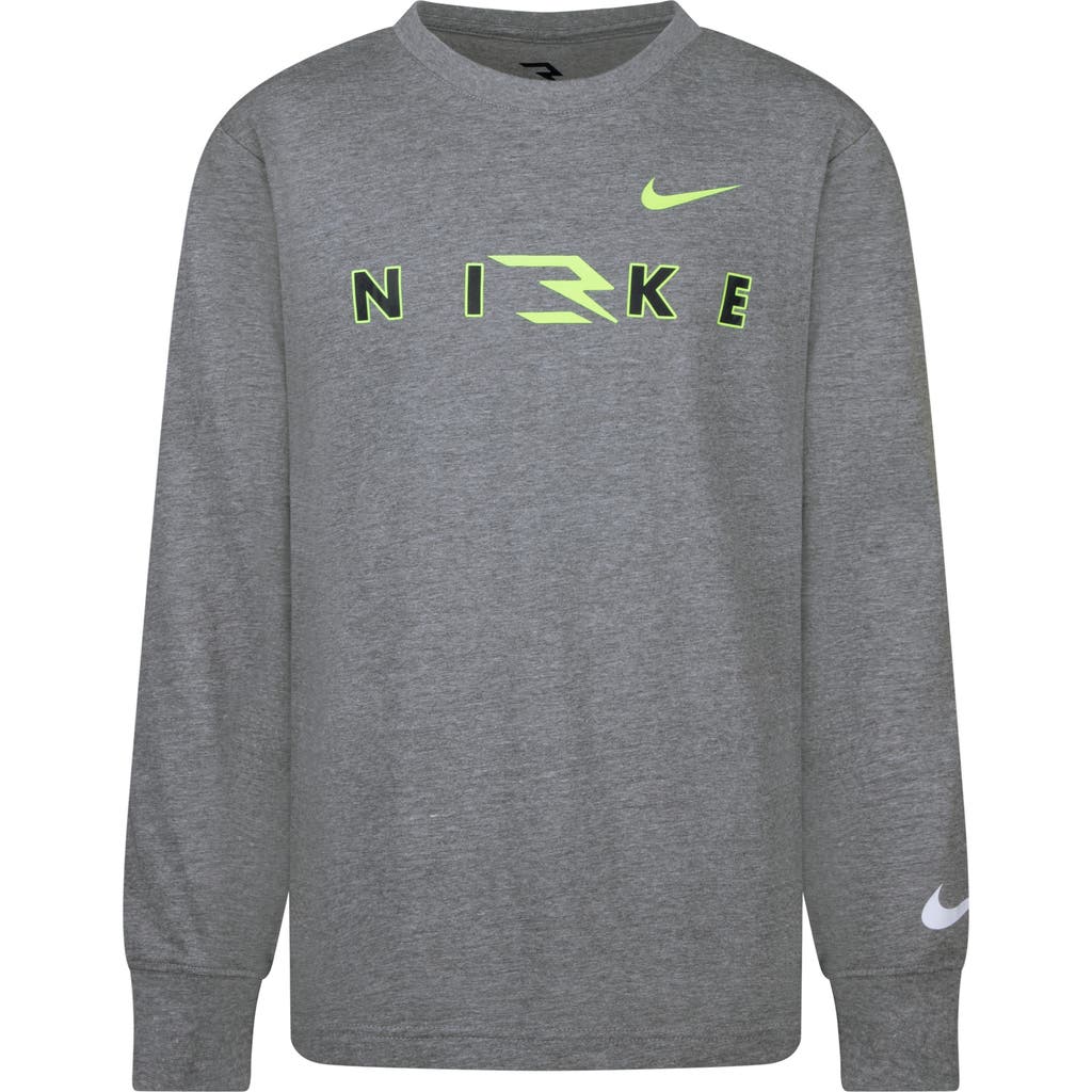 3 Brand Kids' Monogram Wordmark Long Sleeve T-shirt In Gray