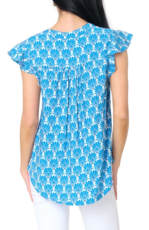 Gibsonlook Notch Neck Flutter Sleeve High-low Top