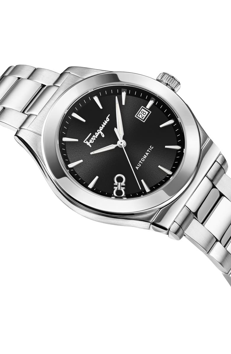 FERRAGAMO 1927 Automatic Bracelet Watch, 42mm, Alternate, color, Black/ Stainless Steel