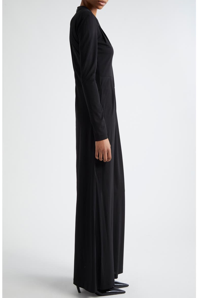 Cutout Long Sleeve Gown, Alternate, color, SOLID BLACK