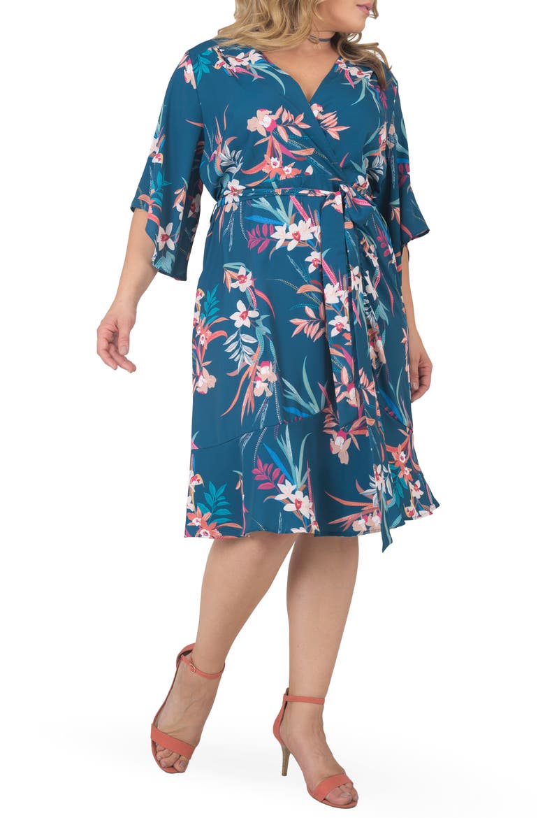 Wrap Dress, Alternate, color, TROPICAL MIST