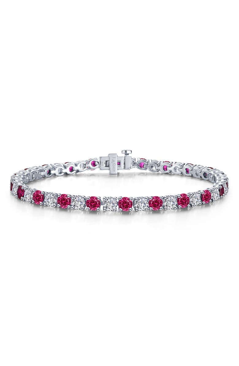 Lafonn Alternating Simulated Diamond Tennis Bracelet, Main, color, Red/ Silver