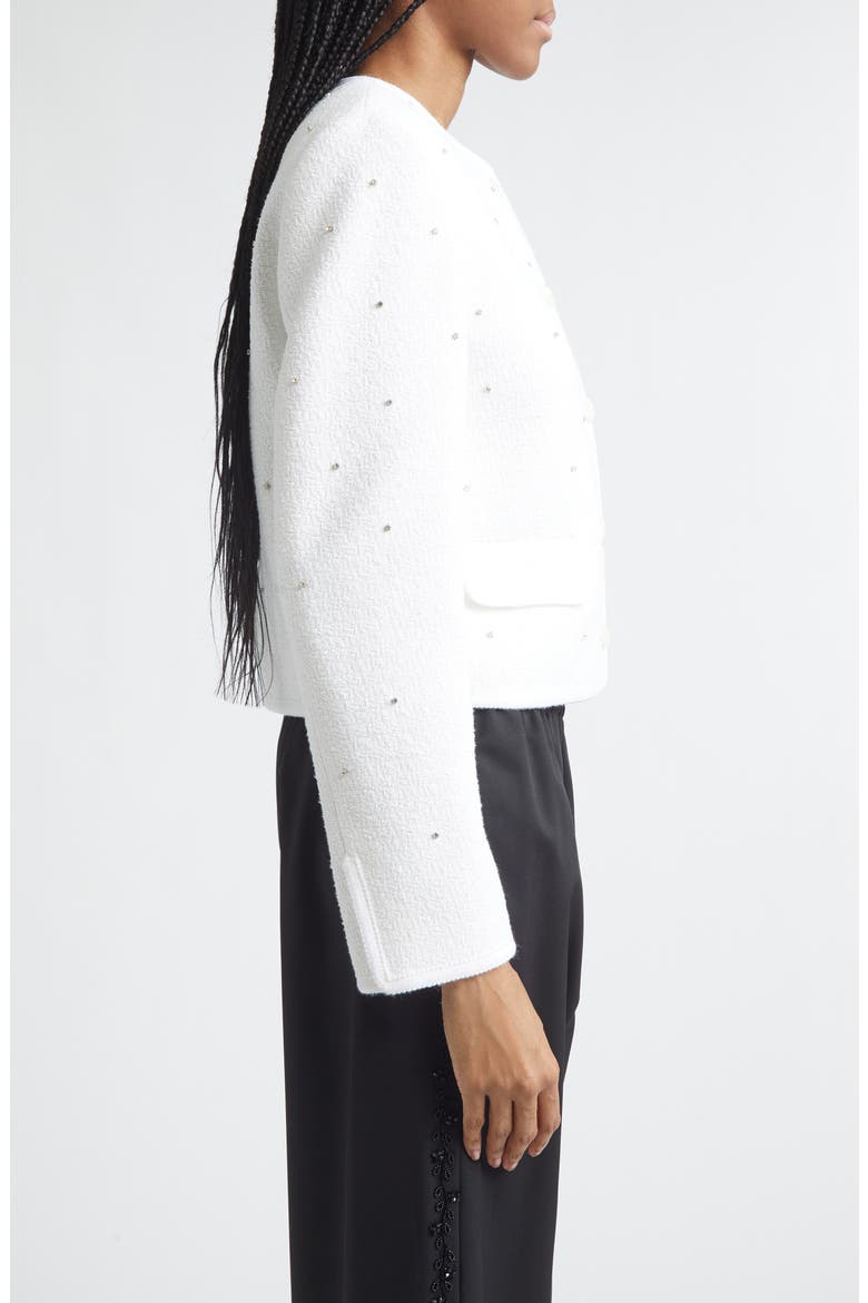 Rhinestone Boxy Bouclé Jacket, Alternate, color, OFF-WHITE