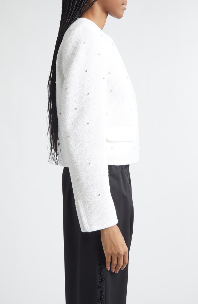 Golden Goose Rhinestone Boxy Bouclé Jacket, Alternate, color, Off-White
