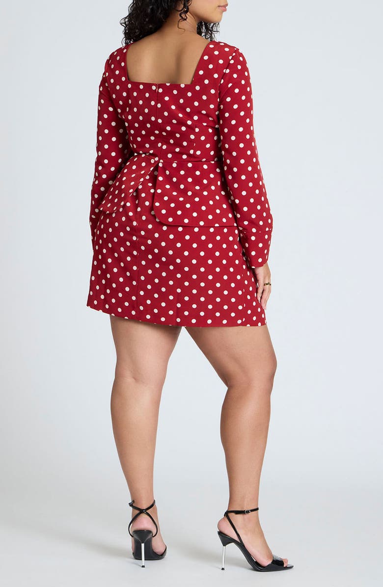 ELOQUII Pleated Puff Shoulder Long Sleeve Button Front Cocktail Minidress, Alternate, color,