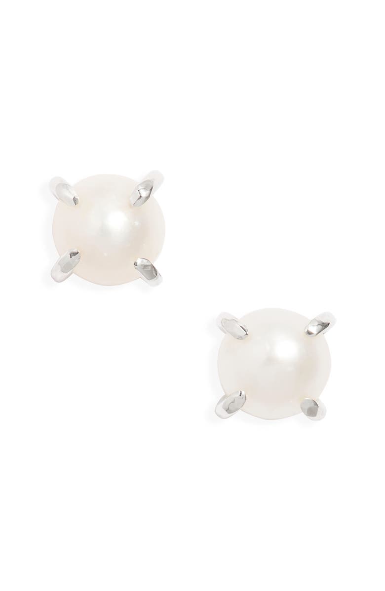 Nashelle Cultured Pearl Stud Earrings, Main, color, Sterling Silver