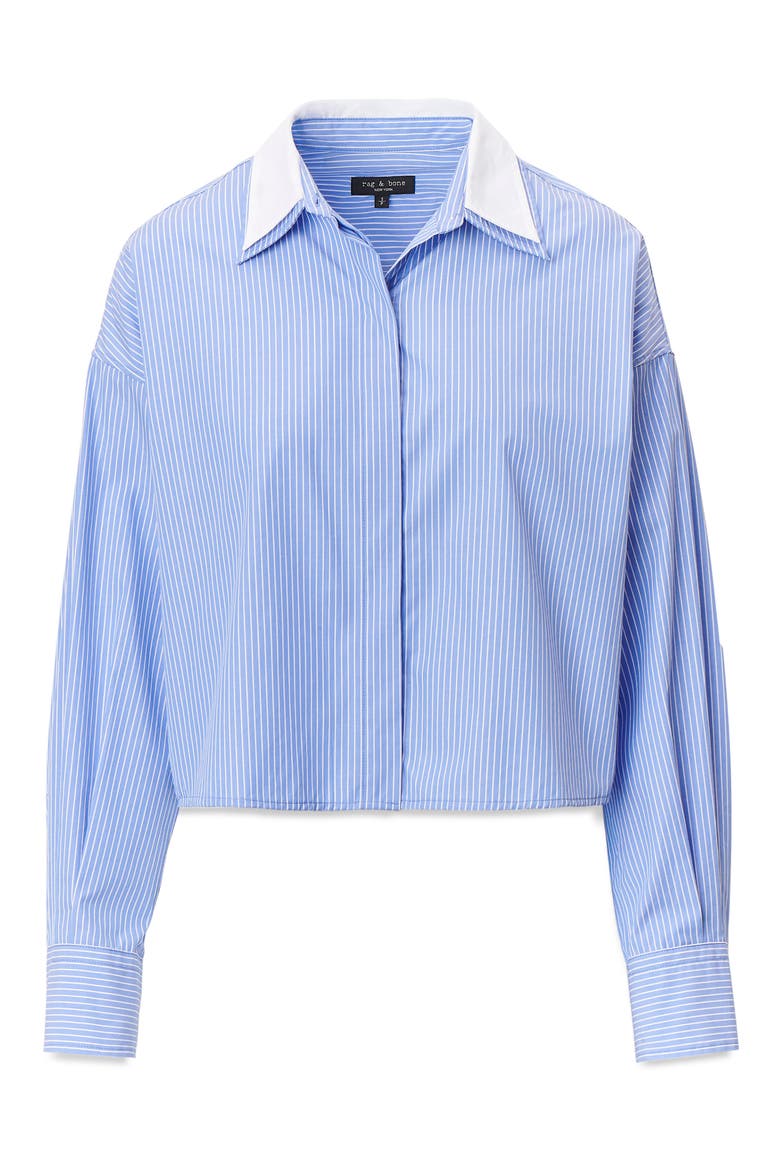 Marin Stripe Cotton Button-Up Shirt, Alternate, color, BLUE STRIPE