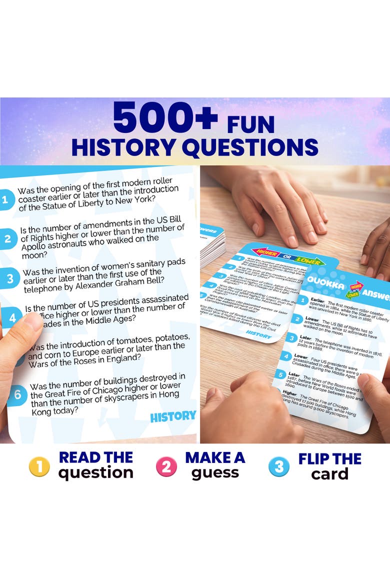 Higher or Lower Card Game for Kids and Families, Alternate, color, History