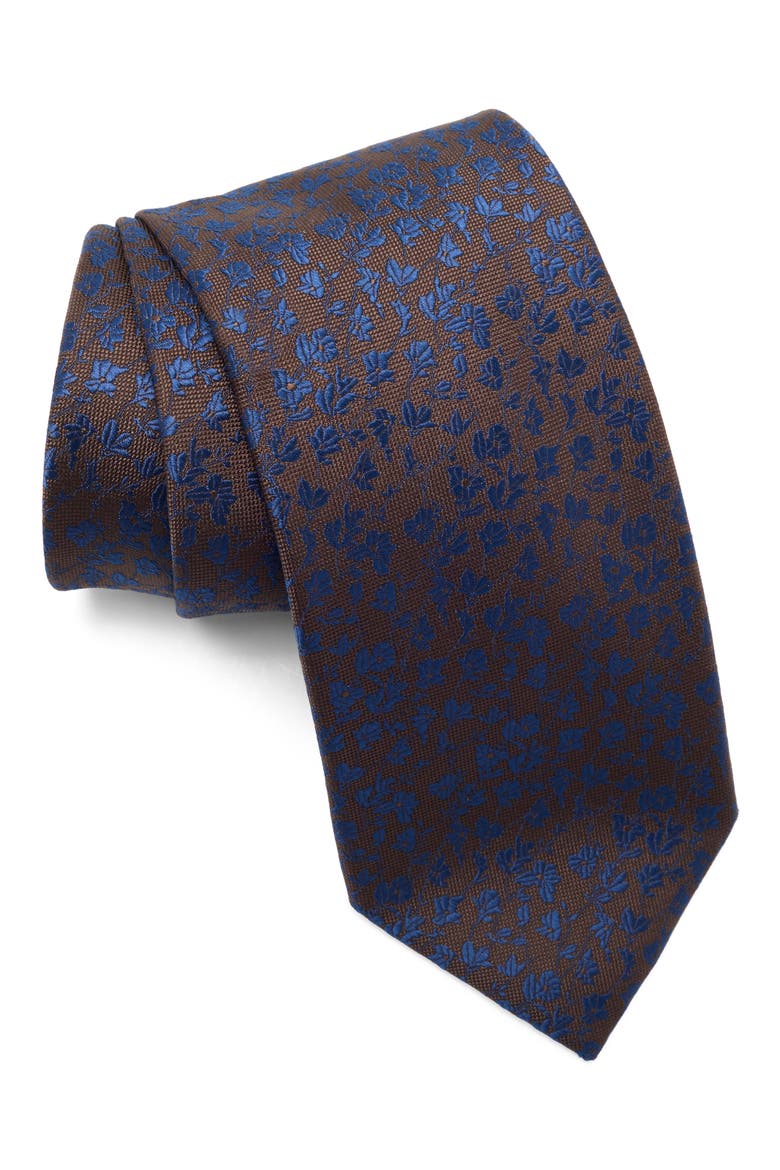 Floyd Floral Tie, Main, color, BROWN