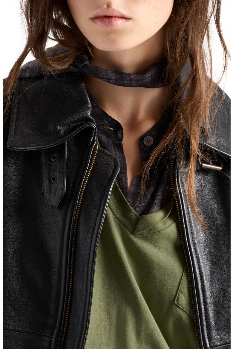 Leather Cape Jacket, Alternate, color, LEATHER BLACK