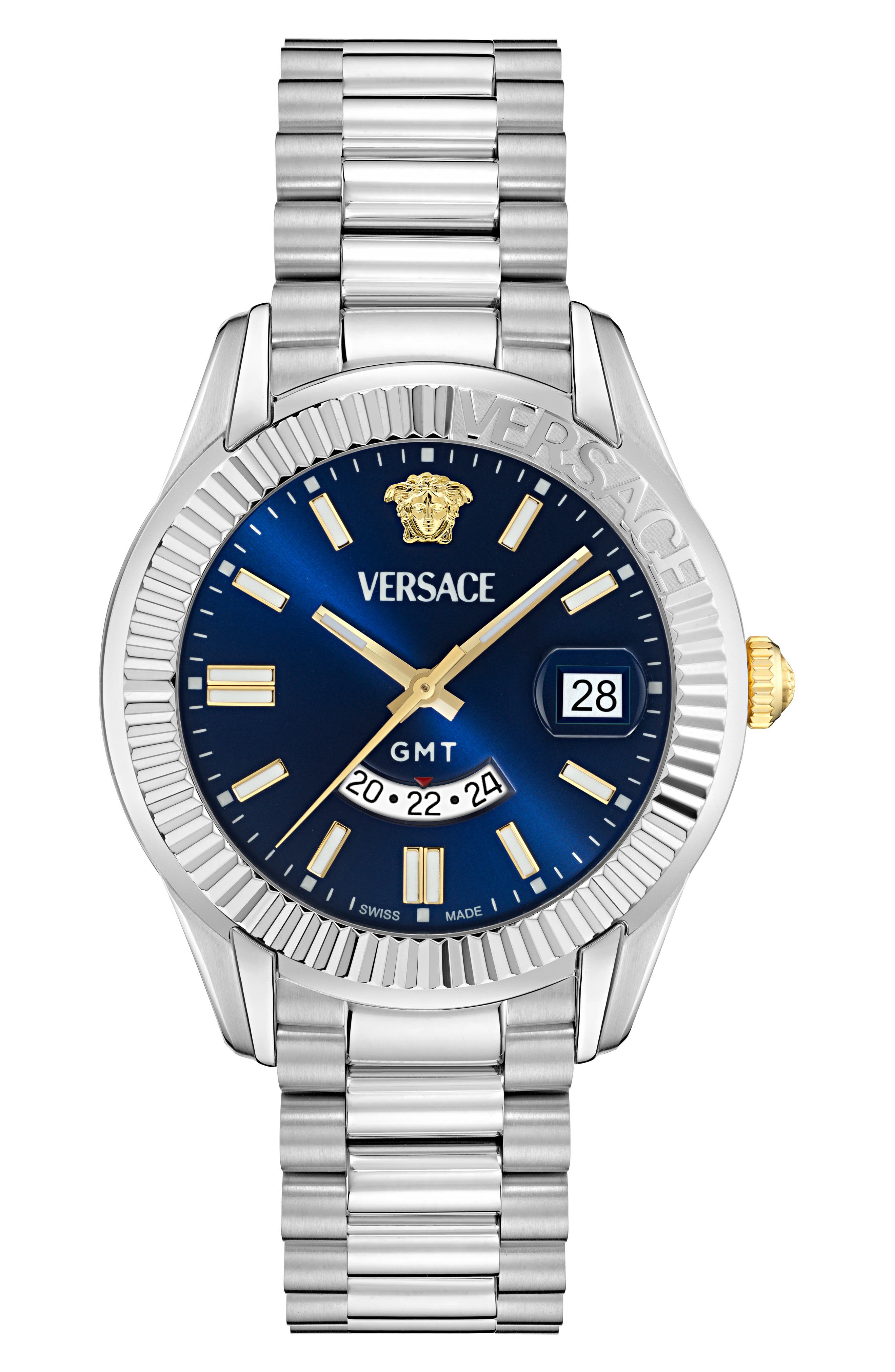 VERSACE GMTアラーム 腕時計 シルバー 919835ff-c881-4e4d-96b8-