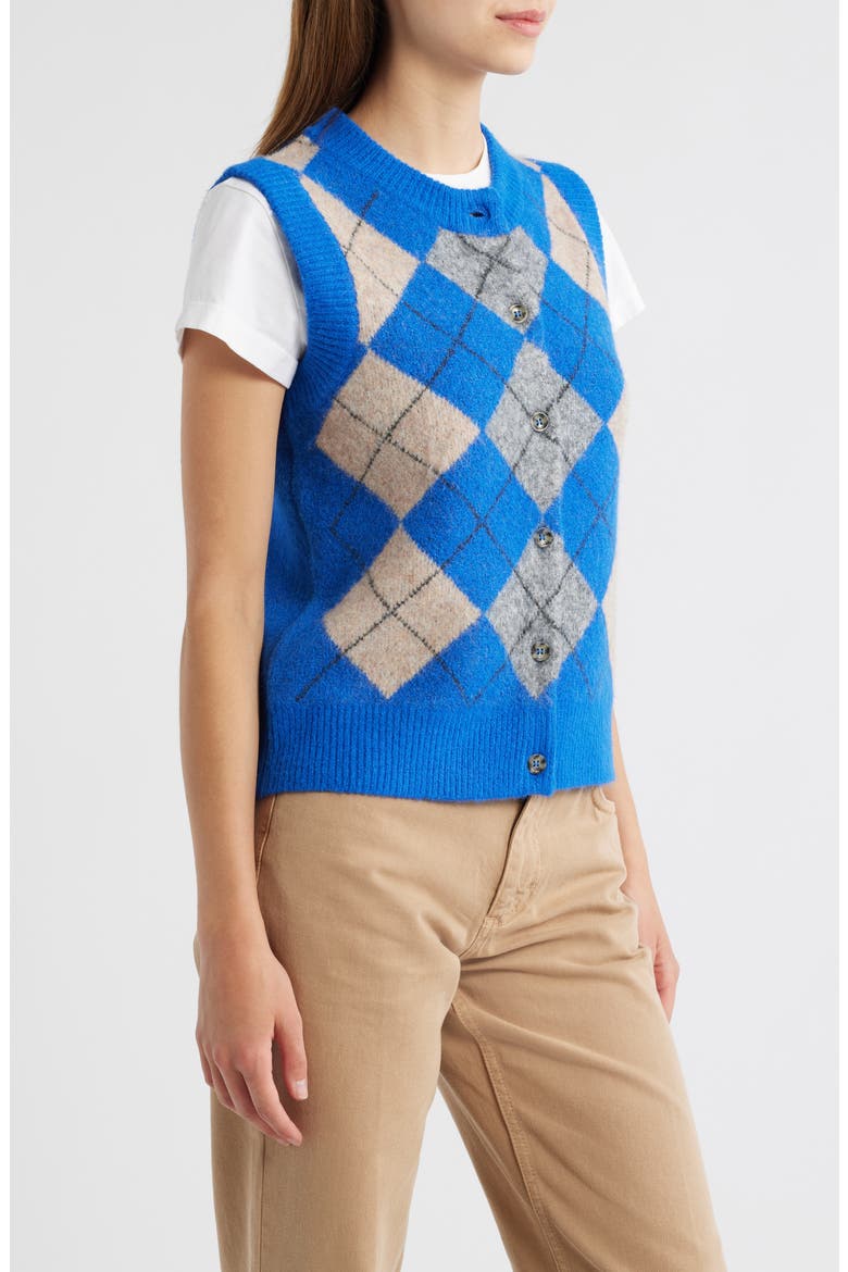 Aggie Argyle Button-Front Vest, Alternate, color, COBALT BLUE