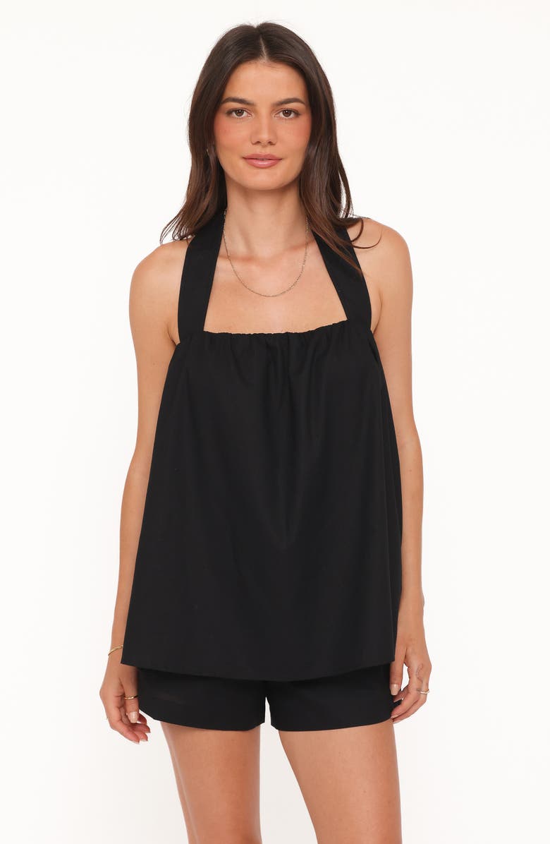 Petal & Pup Lysandra Cotton & Linen Halter Top & Shorts Set, Alternate, color, Black