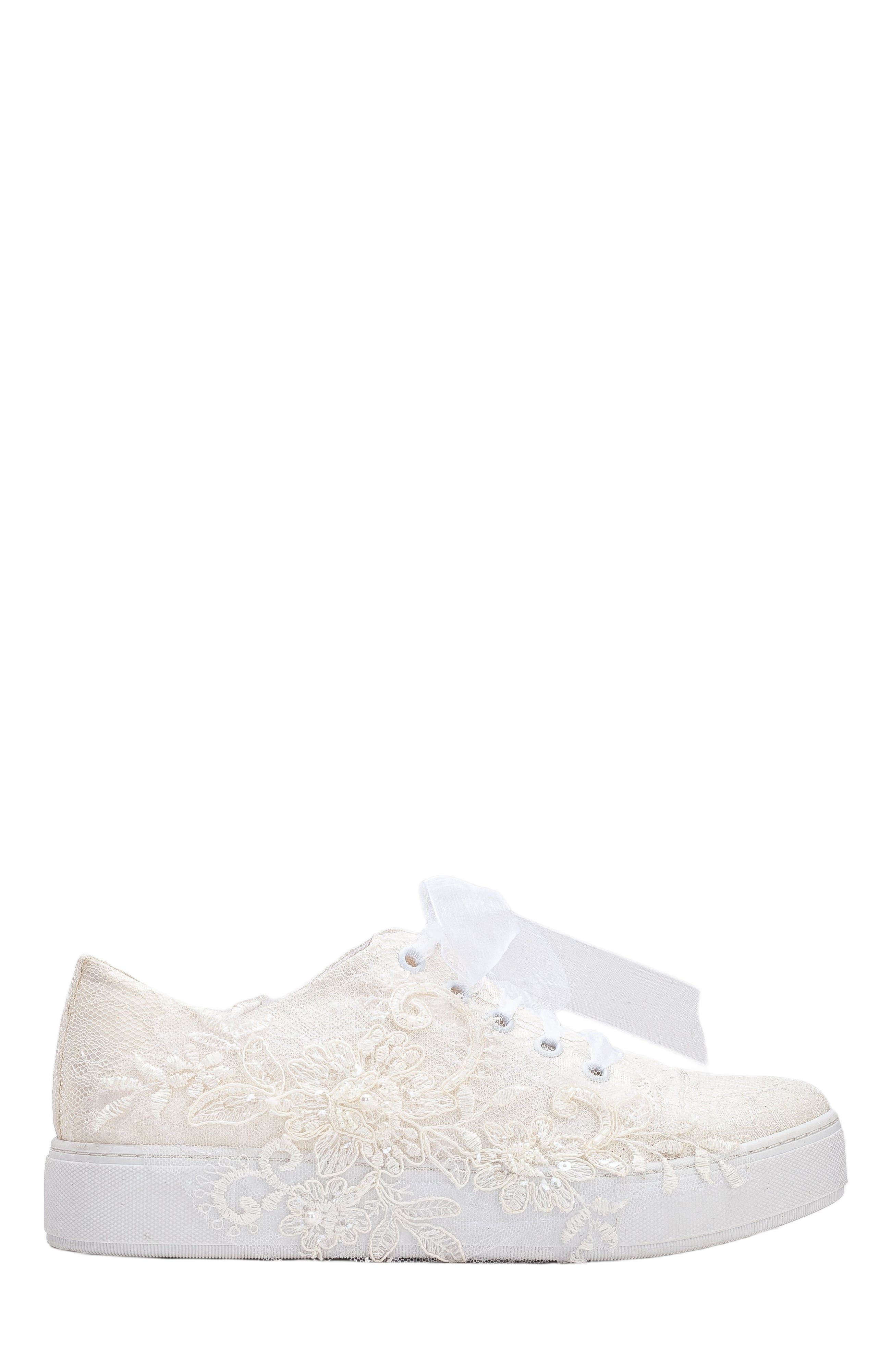 Forever & Always Shoes Elise Lace Bridal Sneakers, Main, color, Ivory