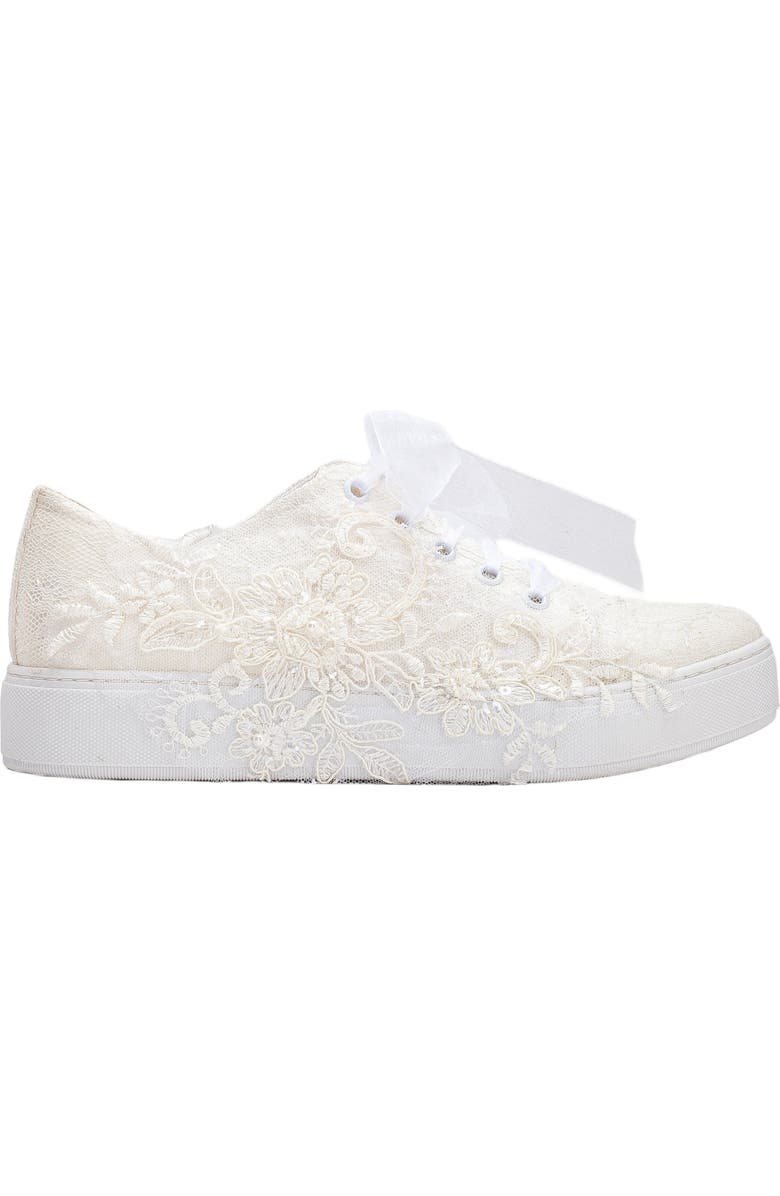 Forever & Always Shoes Elise Lace Bridal Sneakers, Main, color, Ivory