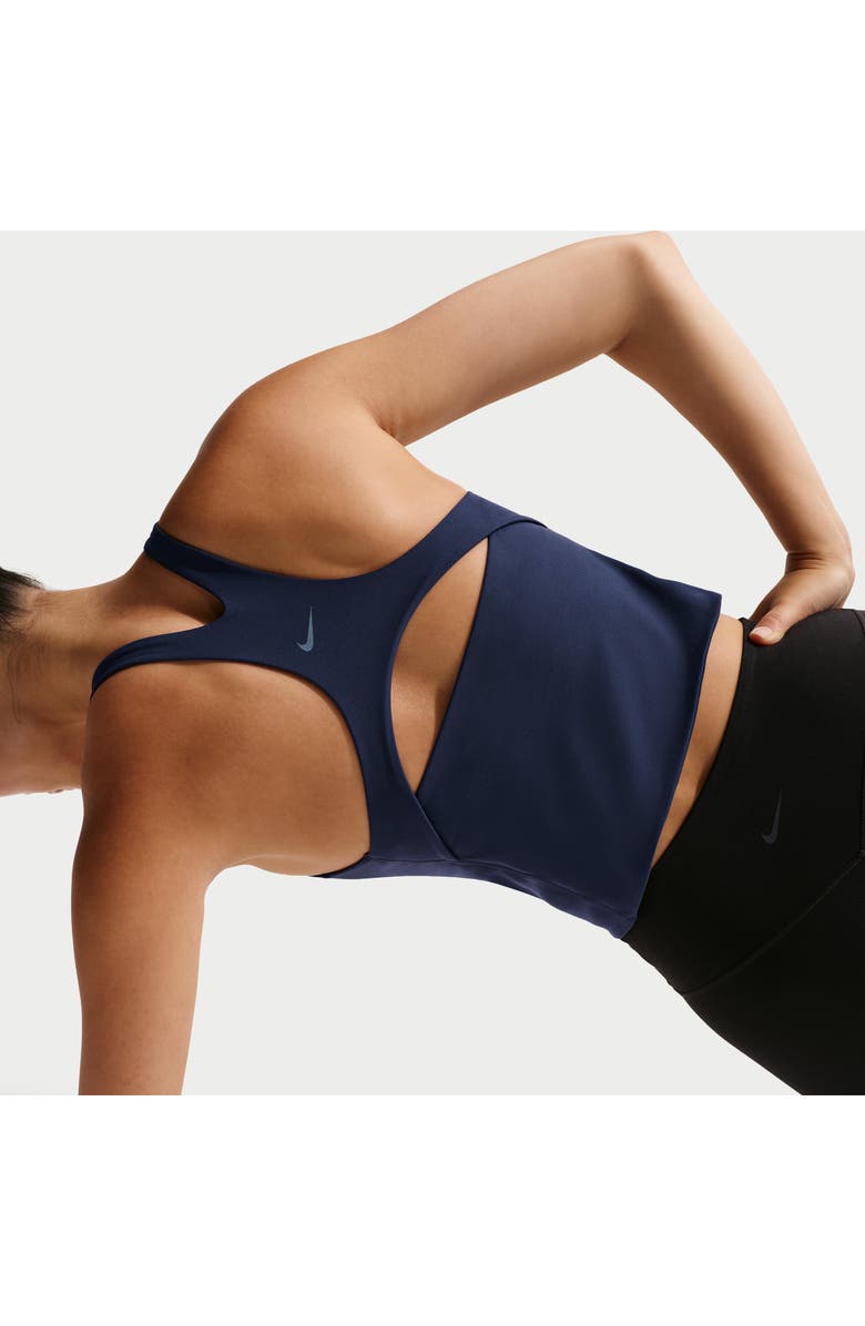 Nike Zenvy Longline Sports Bra, Alternate, color, Midnight Navy/ White