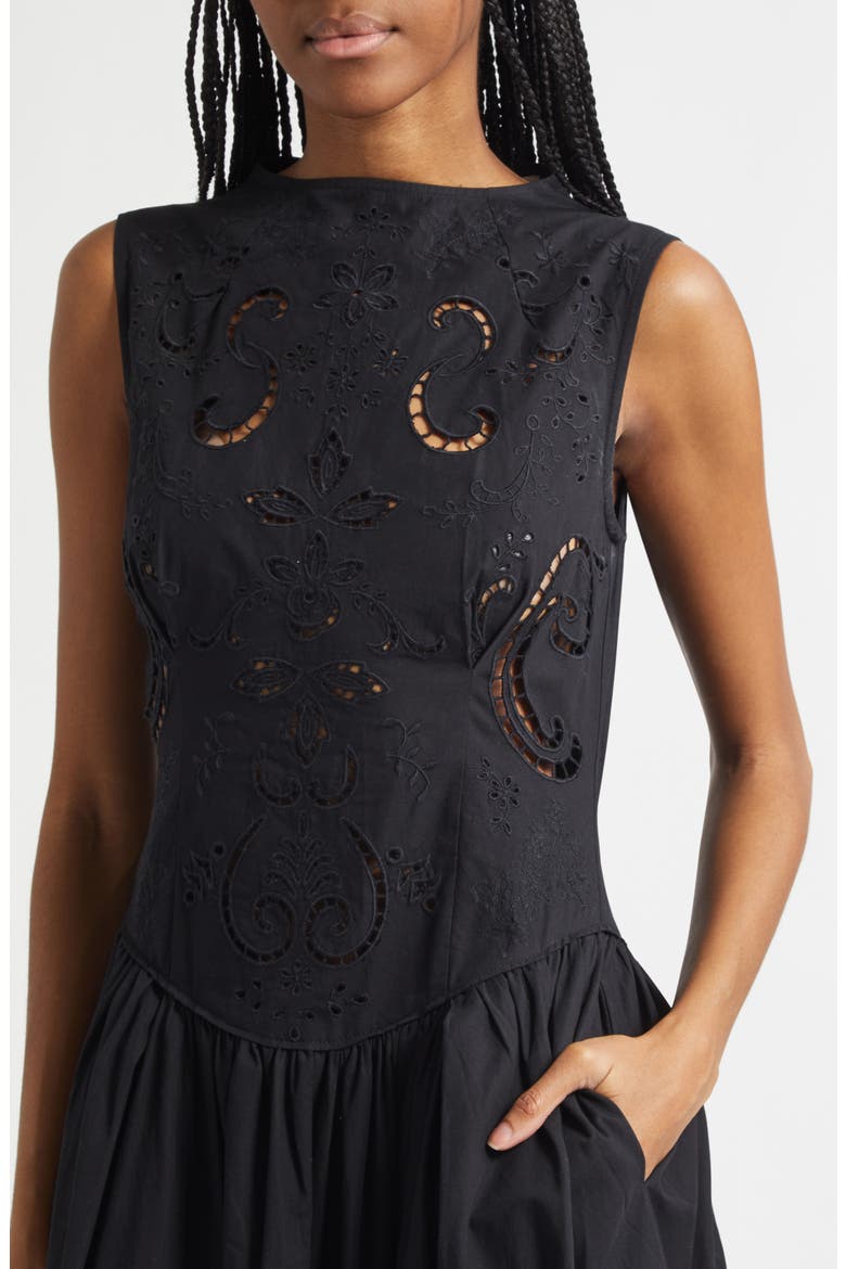 Embroidered Broderie Anglaise Midi Dress, Alternate, color, BRODERIE ANGLAISE