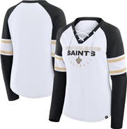 FANATICS Women's Fanatics White/Black New Orleans Saints Redzone Blitz Package Raglan Lace-Up V-Neck Long Sleeve T-Shirt