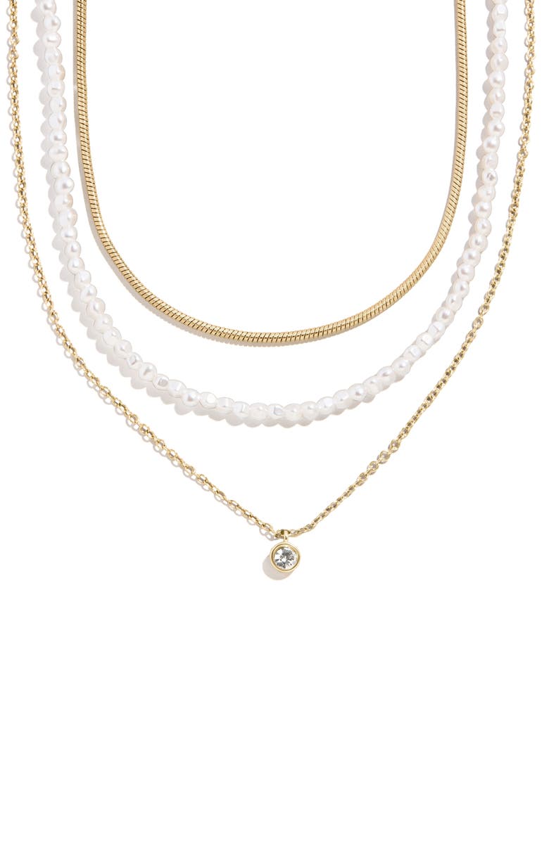 BaubleBar Rue Set of 3 Waterproof Necklaces, Main, color, Gold
