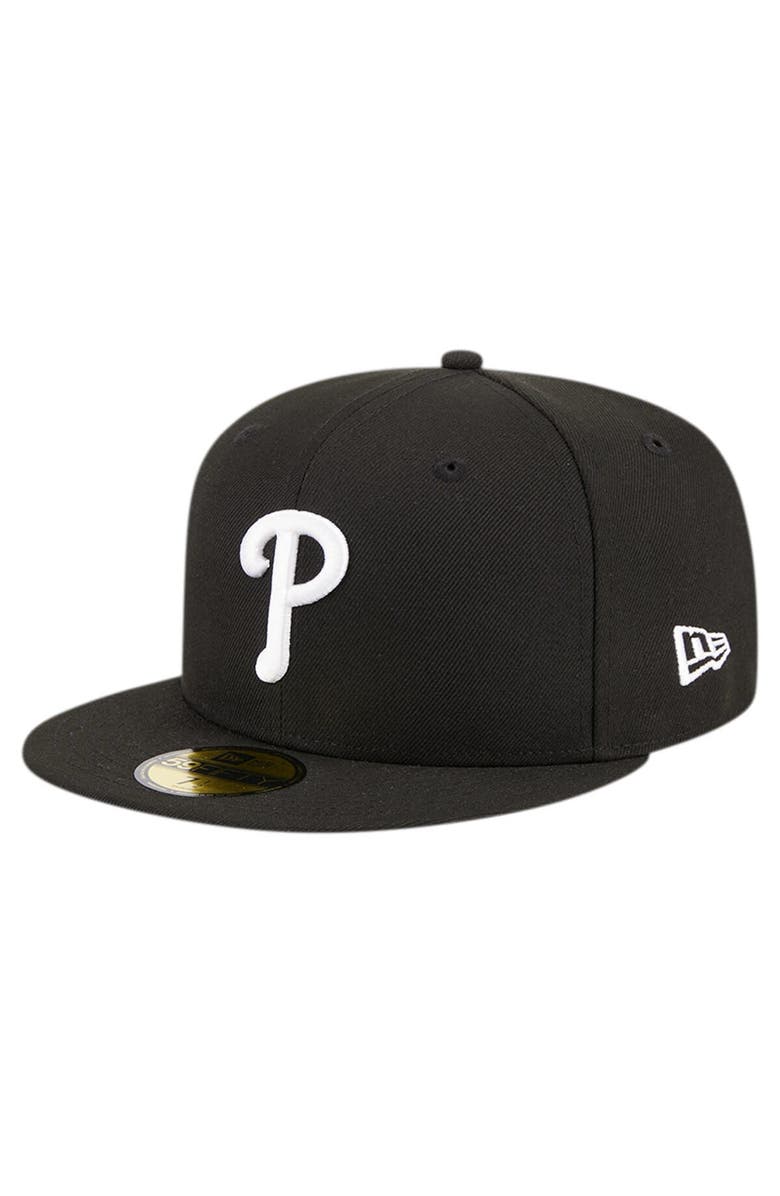 New Era Men's New Era Black Philadelphia Phillies Logo 59FIFTY Fitted Hat, Alternate, color,