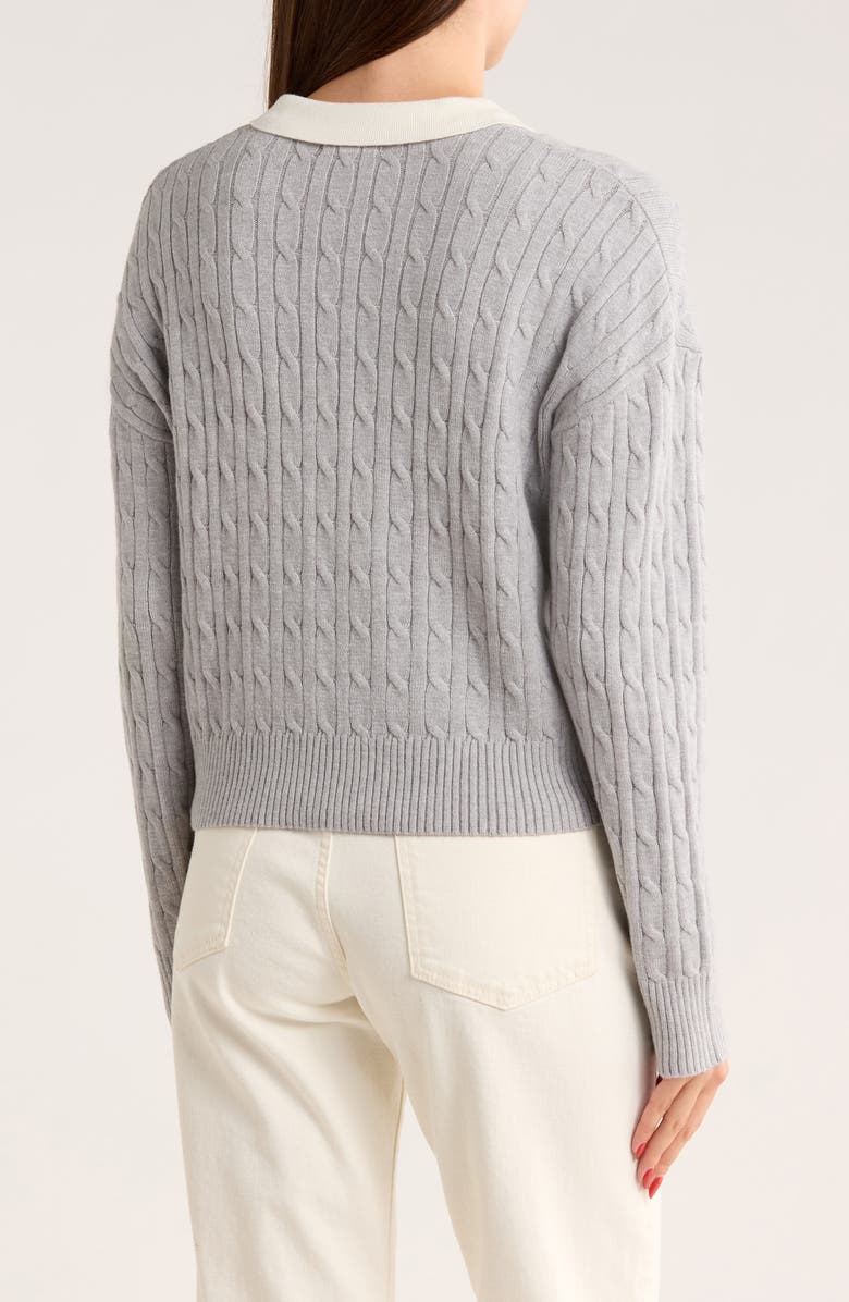 RDI Cable Knit Crop Polo Sweater, Alternate, color, Grey