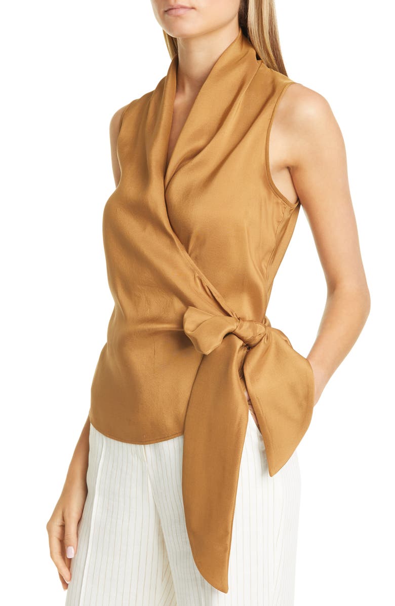 Max Mara Elce Sleeveless Silk Wrap Top, Alternate, color,
