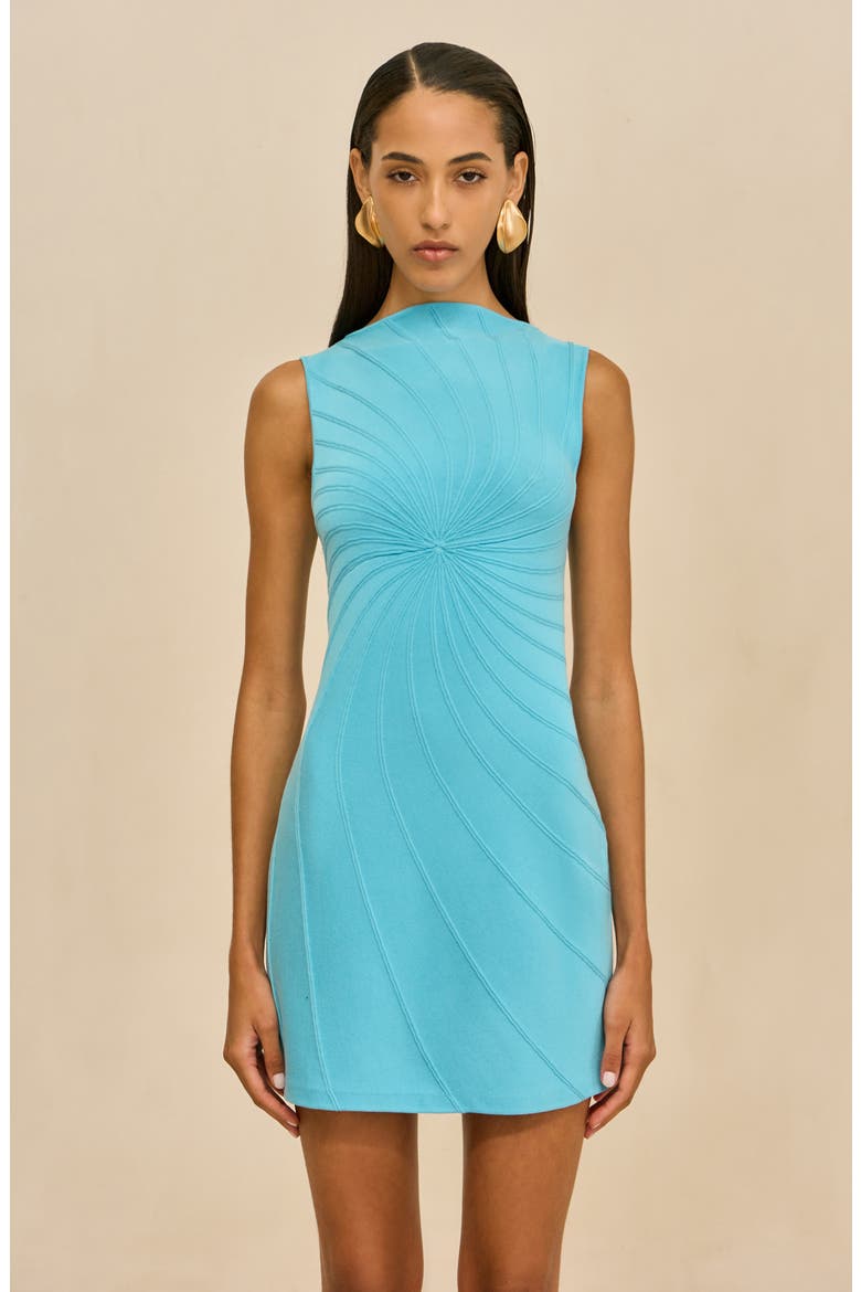Phillipa Bateau Neck Sleeveless Jacquard Body-Con Minidress, Alternate, color, IBIZA